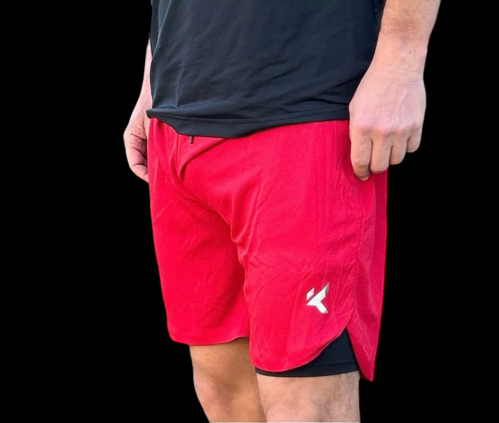 Men's athletic shorts 2 in 1 - built in compression layer